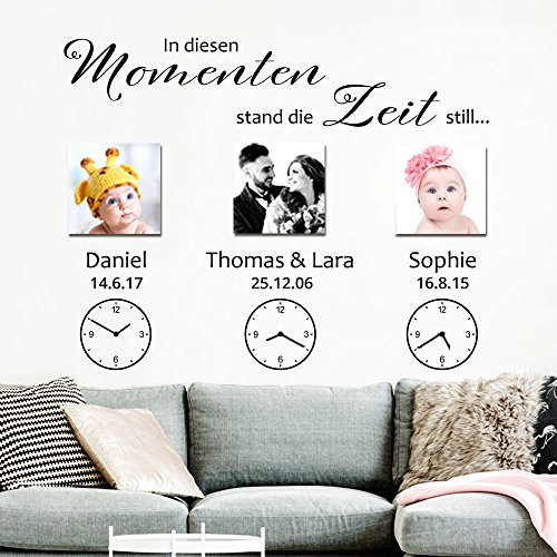 Grandora W5430 Wandtattoo Spruch In diesen Momenten… I braun 120 x 85 cm I 3 Wunschdaten Wohnzimmer Flur Aufkleber Wandaufkleber Wandsticker von Grandora