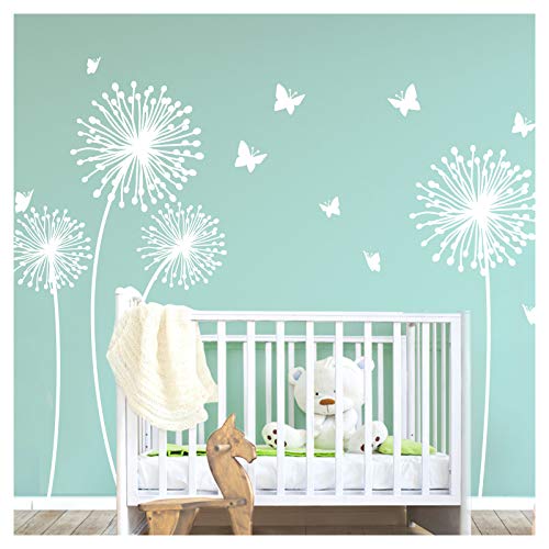 Grandora W5465 Wandtattoo 4 Pusteblumen I cremeweiß XL-Set I Schmetterlinge Wohnzimmer Flur Kinderzimmer Aufkleber Wandaufkleber Wandsticker von Grandora