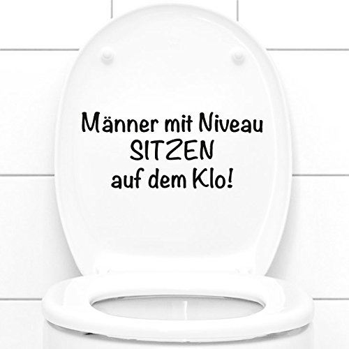 Grandora WC Aufkleber Männer mit Niveau sitzen auf dem Klo I dunkelgrau (BxH) 27 x 11,5 cm I Badezimmer Toilette Sticker Wandsticker Wandaufkleber Wandtattoo W5495 von Grandora