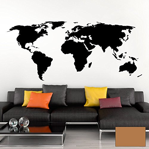 Grandora Wandtattoo Weltkarte Erde Globus Karte I Kupfer 200 x 87 cm I Welt Atlas Schlafzimmer Wohnzimmer Wandsticker Wandaufkleber W698 von Grandora