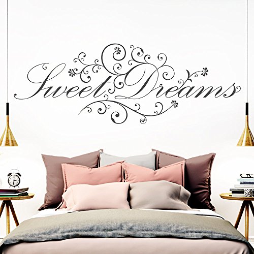 Grandora Wandtattoo Spruch Sweet Dreams I dunkelgrau (BxH) 160 x 58 cm I Schlafzimmer süße Träume selbstklebend Sticker Aufkleber Wandaufkleber Wandsticker W718 von Grandora