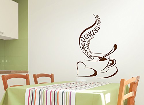 Grandora W925 Wandtattoo Coffee Kaffeetasse Herz Küche gelbgrün 30 x 45 cm von Grandora