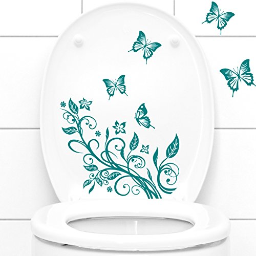 Grandora WC Deckel Aufkleber Blumenranke + Schmetterlinge I Flieder (BxH) 22 x 29 cm I Badezimmer Toilette Sticker Wandsticker Wandaufkleber Wandtattoo W736 von Grandora