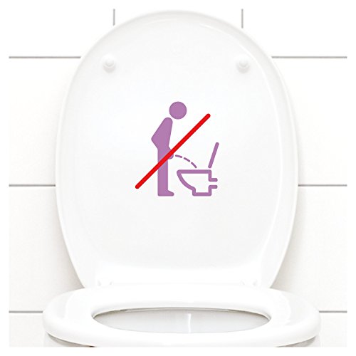 Grandora WC Deckel Sticker - Bitte im Sitzen pinkeln Schild I Flieder 11 x 12 cm I Piktogramm WC Bad Badezimmer Toilette Klodeckel Aufkleber W733 von Grandora