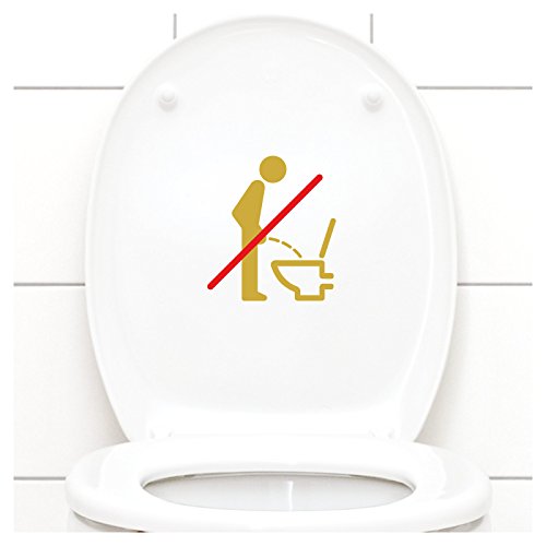 Grandora WC Deckel Sticker - Bitte im Sitzen pinkeln Schild I Gold 11 x 12 cm I Piktogramm WC Bad Badezimmer Toilette Klodeckel Aufkleber W733 von Grandora