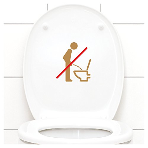 Grandora WC Deckel Sticker - Bitte im Sitzen pinkeln Schild I Hellbraun 11 x 12 cm I Piktogramm WC Bad Badezimmer Toilette Klodeckel Aufkleber W733 von Grandora