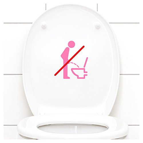 Grandora WC Deckel Sticker - Bitte im Sitzen pinkeln Schild I Hellrosa 11 x 12 cm I Piktogramm WC Bad Badezimmer Toilette Klodeckel Aufkleber W733 von Grandora