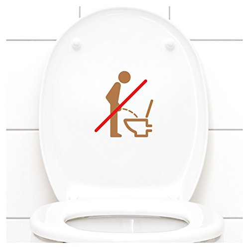 Grandora WC Deckel Sticker - Bitte im Sitzen pinkeln Schild I Kupfer 11 x 12 cm I Piktogramm WC Bad Badezimmer Toilette Klodeckel Aufkleber W733 von Grandora