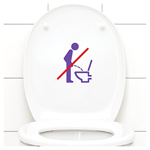 Grandora WC Deckel Sticker - Bitte im Sitzen pinkeln Schild I Lavendel 11 x 12 cm I Piktogramm WC Bad Badezimmer Toilette Klodeckel Aufkleber W733 von Grandora