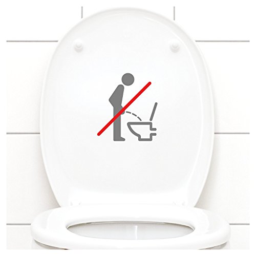 Grandora WC Deckel Sticker - Bitte im Sitzen pinkeln Schild I Mittelgrau 11 x 12 cm I Piktogramm WC Bad Badezimmer Toilette Klodeckel Aufkleber W733 von Grandora