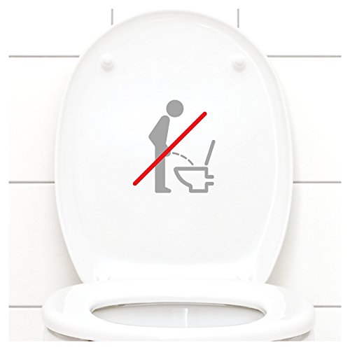 Grandora WC Deckel Sticker - Bitte im Sitzen pinkeln Schild I Silbergrau 11 x 12 cm I Piktogramm WC Bad Badezimmer Toilette Klodeckel Aufkleber W733 von Grandora