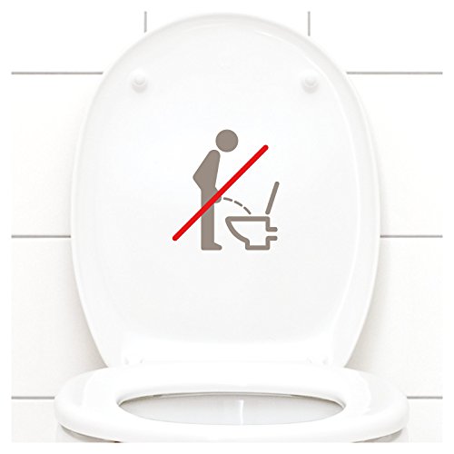 Grandora WC Deckel Sticker - Bitte im Sitzen pinkeln Schild I Taupe 11 x 12 cm I Piktogramm WC Bad Badezimmer Toilette Klodeckel Aufkleber W733 von Grandora