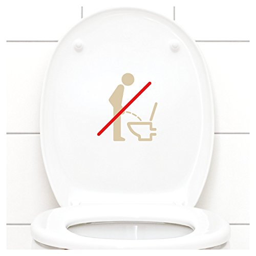 Grandora WC Deckel Sticker - Bitte im Sitzen pinkeln Schild I beige 11 x 12 cm I Piktogramm WC Bad Badezimmer Toilette Klodeckel Aufkleber W733 von Grandora