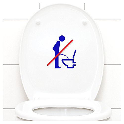 Grandora WC Deckel Sticker - Bitte im Sitzen pinkeln Schild I brilliantblau 11 x 12 cm I Piktogramm WC Bad Badezimmer Toilette Klodeckel Aufkleber W733 von Grandora