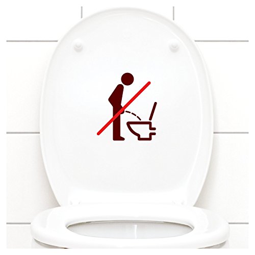 Grandora WC Deckel Sticker - Bitte im Sitzen pinkeln Schild I dunkelrot 11 x 12 cm I Piktogramm WC Bad Badezimmer Toilette Klodeckel Aufkleber W733 von Grandora