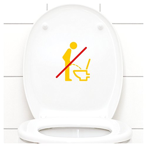 Grandora WC Deckel Sticker - Bitte im Sitzen pinkeln Schild I gelb 11 x 12 cm I Piktogramm WC Bad Badezimmer Toilette Klodeckel Aufkleber W733 von Grandora