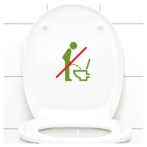 Grandora WC Deckel Sticker - Bitte im Sitzen pinkeln Schild I gelbgrün 11 x 12 cm I Piktogramm WC Bad Badezimmer Toilette Klodeckel Aufkleber W733 von Grandora