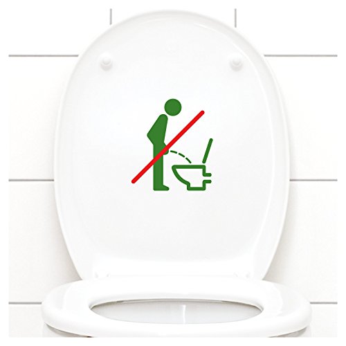 Grandora WC Deckel Sticker - Bitte im Sitzen pinkeln Schild I grasgrün 11 x 12 cm I Piktogramm WC Bad Badezimmer Toilette Klodeckel Aufkleber W733 von Grandora