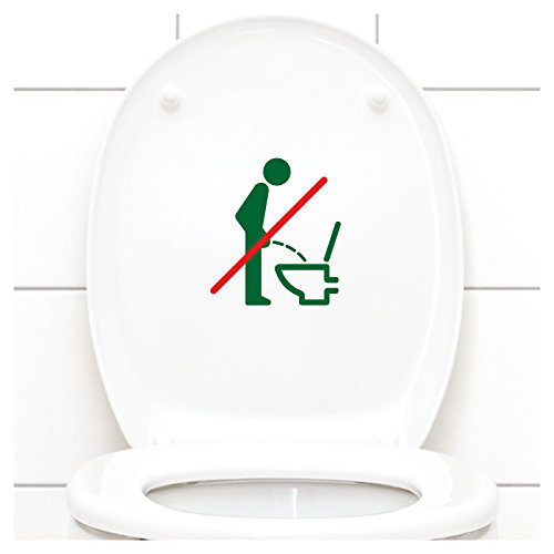 Grandora WC Deckel Sticker - Bitte im Sitzen pinkeln Schild I grün 11 x 12 cm I Piktogramm WC Bad Badezimmer Toilette Klodeckel Aufkleber W733 von Grandora