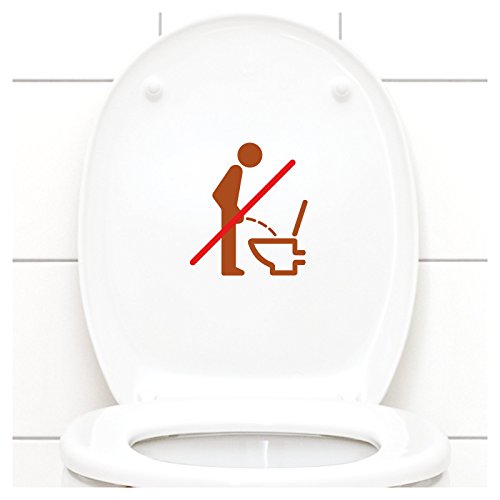 Grandora WC Deckel Sticker - Bitte im Sitzen pinkeln Schild I haselnussbraun 11 x 12 cm I Piktogramm WC Bad Badezimmer Toilette Klodeckel Aufkleber W733 von Grandora