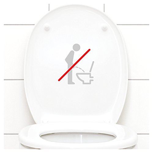 Grandora WC Deckel Sticker - Bitte im Sitzen pinkeln Schild I hellgrau 11 x 12 cm I Piktogramm WC Bad Badezimmer Toilette Klodeckel Aufkleber W733 von Grandora