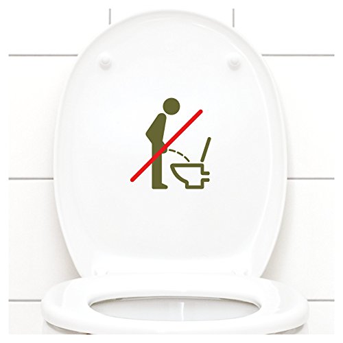 Grandora WC Deckel Sticker - Bitte im Sitzen pinkeln Schild I olivgrün 11 x 12 cm I Piktogramm WC Bad Badezimmer Toilette Klodeckel Aufkleber W733 von Grandora