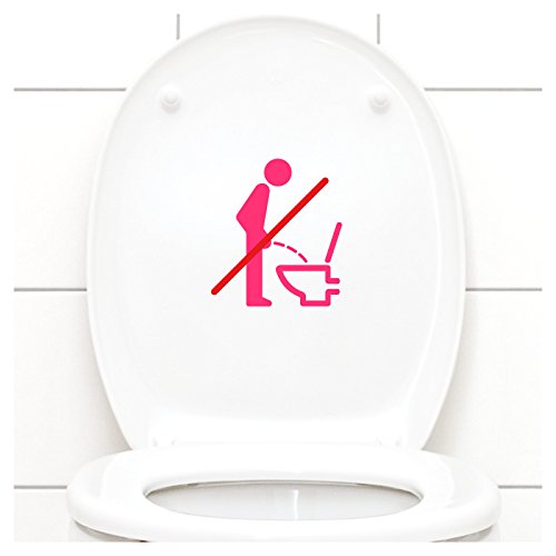 Grandora WC Deckel Sticker - Bitte im Sitzen pinkeln Schild I pink 11 x 12 cm I Piktogramm WC Bad Badezimmer Toilette Klodeckel Aufkleber W733 von Grandora