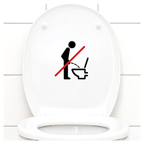 Grandora WC Deckel Sticker - Bitte im Sitzen pinkeln Schild I schwarz 11 x 12 cm I Piktogramm WC Bad Badezimmer Toilette Klodeckel Aufkleber W733 von Grandora