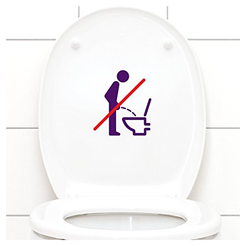 Grandora WC Deckel Sticker - Bitte im Sitzen pinkeln Schild I violett 11 x 12 cm I Piktogramm WC Bad Badezimmer Toilette Klodeckel Aufkleber W733 von Grandora