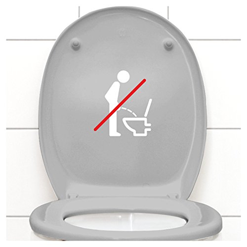 Grandora WC Deckel Sticker - Bitte im Sitzen pinkeln Schild I weiß 11 x 12 cm I Piktogramm WC Bad Badezimmer Toilette Klodeckel Aufkleber W733 von Grandora