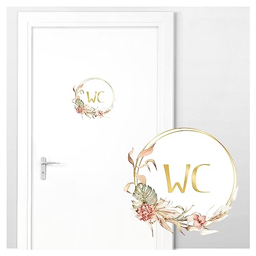 Grandora WC Türaufkleber Blumenranke Wandsticker für Bad Toilette Wandtattoo für Badezimmer Wandaufkleber selbstklebend Wanddeko DL990 von Grandora