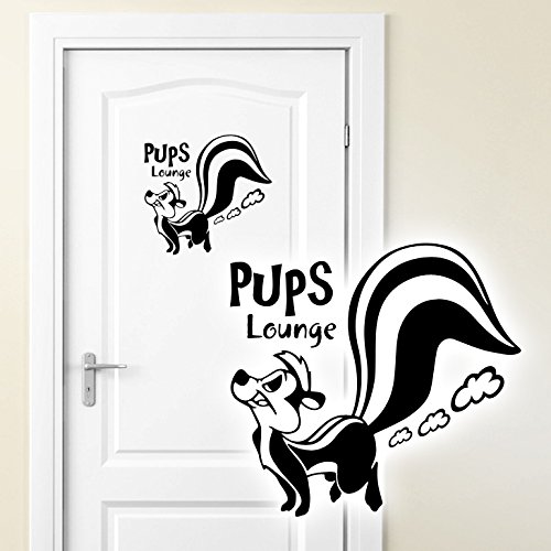 Grandora WC Türaufkleber Pups Lounge + Stinktier I schwarz (BxH) 16 x 15 cm I Badezimmer Bad Wandaufkleber Wandsticker Wandtattoo Aufkleber Sticker W981 von Grandora