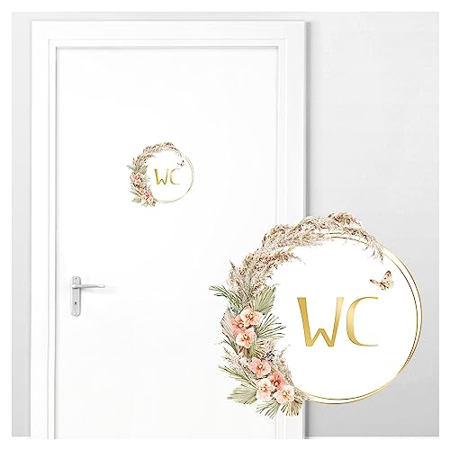 Grandora WC Türaufkleber mit Blumenranke Wandtattoo für Badezimmer Wandsticker Aufkleber Toilette Bad Wandaufkleber Wanddeko DL988 von Grandora