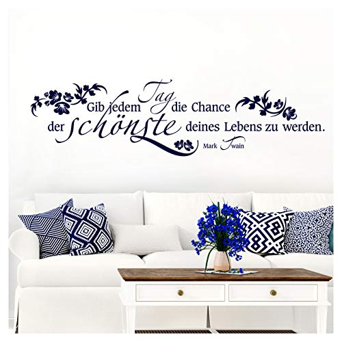 Grandora Wandaufkleber Spruch Gib jedem Tag die Chance I azurblau (BxH) 100 x 26 cm I Wandsticker Flur Wandspruch Wohnzimmer Wandtattoo Aufkleber W5576 von Grandora