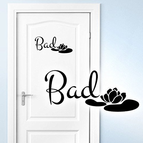 Grandora Wandtattoo Bad + Seerose I braun (BxH) 25 x 11 cm I Badezimmer Wandaufkleber Bäder Wandsticker Toilette Türaufkleber WC Aufkleber Klo Sticker W5389 von Grandora