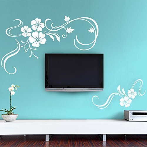 Grandora Wandtattoo Blumenranke 2-teilig I Flieder (BxH) 140 x 80 cm / 75 x 33 cm I Wohnzimmer Schlafzimmer Aufkleber Sticker Wandaufkleber Wandsticker W828 von Grandora