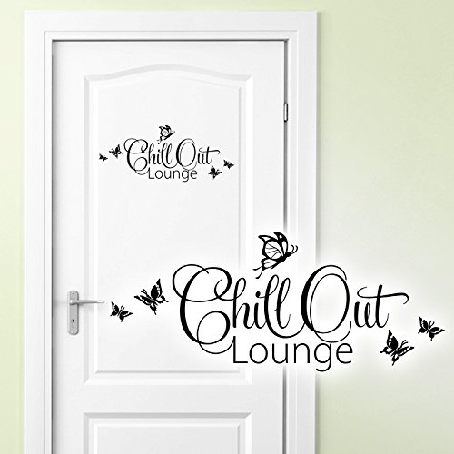 Grandora Wandtattoo Chill Out Lounge I dunkelgrau (BxH) 28 x 12 cm I Türaufkleber Schlafzimmer Kinderzimmer Sticker Aufkleber Wandaufkleber Wandsticker W882 von Grandora