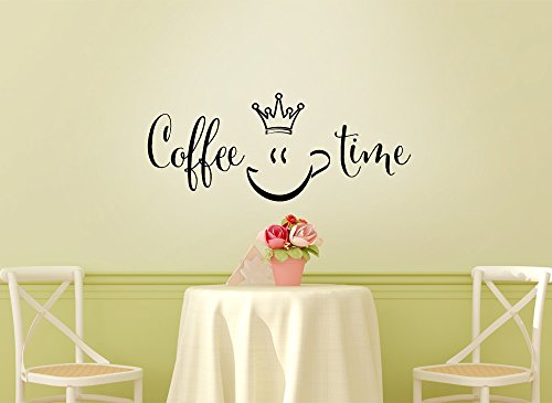 Grandora Wandtattoo Coffee Time Küche I schwarz 58 x 24 cm I Küche Esszimmer Speisezimmer Kaffeeecke Aufkleber Sticker Wandaufkleber Wandsticker W923 von Grandora