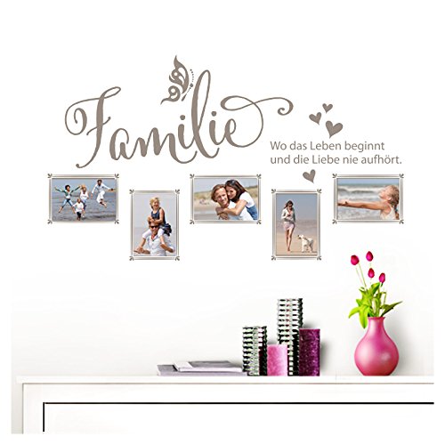 Grandora Wandtattoo Familie - Fotorahmen selbstklebend I Taupe (BxH) 84 x 49 cm I Aufkleber Sprüche für Wohnzimmer Modern Wandaufkleber W5000 von Grandora
