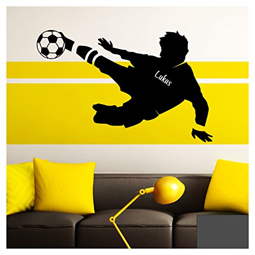 Grandora Wandtattoo Fußballspieler Wunschname I dunkelgrau (BxH) 91 x 58 cm I Fußball Kinderzimmer Wohnzimmer Sticker Aufkleber Wandaufkleber Wandsticker W5035 von Grandora