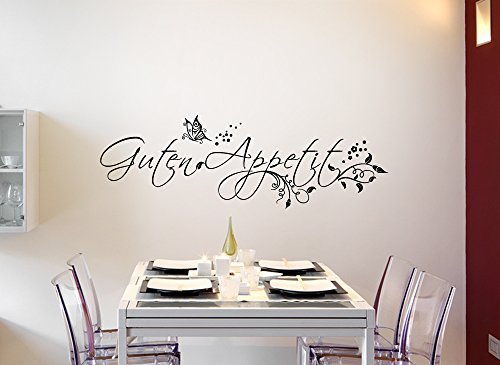 Grandora Wandtattoo Guten Appetit + Schmetterling I Kupfer (BxH) 120 x 39 cm I Küche Esszimmer Sticker Aufkleber Wandaufkleber Wandsticker Stickers W849 von Grandora