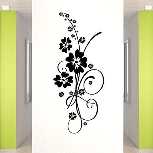 Grandora Wandtattoo Hibiskus Blumenranke Elainore I weiß (BxH) 33 x 80 cm I Flur Wohnzimmer Blume Ranke Sticker Aufkleber Wandaufkleber Wandsticker W5031 von Grandora