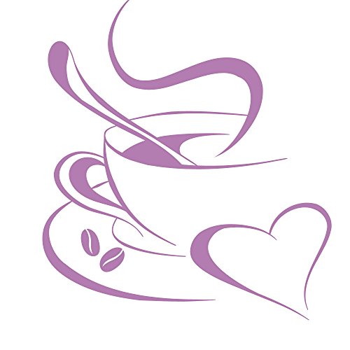 Grandora Wandtattoo Kaffetasse Herz I Flieder (BxH) 10 x 12 cm I Kaffee Tasse Bohnen selbstklebend Küche Aufkleber Wandaufkleber Wandsticker W3040 von Grandora