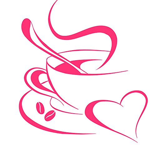 Grandora Wandtattoo Kaffetasse Herz I pink (BxH) 10 x 12 cm I Kaffee Tasse Bohnen selbstklebend Küche Aufkleber Wandaufkleber Wandsticker W3040 von Grandora
