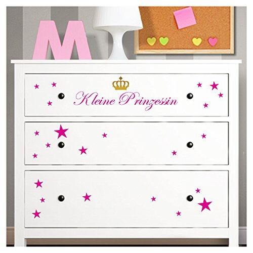 Grandora Wandtattoo Kleine Prinzessin + goldene Krone I pastellrosa I passend für IKEA HEMNES Kommode Kinderzimmer Aufkleber Wandsticker Wandaufkleber W5223 von Grandora