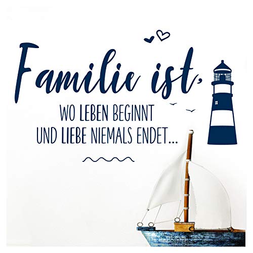 Grandora Wandtattoo Spruch "Familie ist, I braun (BxH) 80 x 47 cm I selbstklebende Wanddeko Wohnzimmer Flur Fenster Sprüche Zitate Stickers W5558 von Grandora