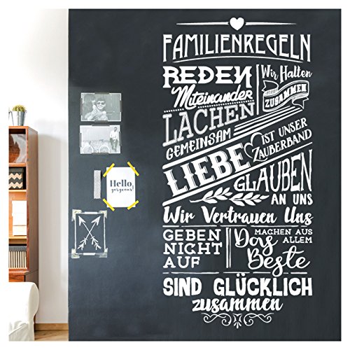 Grandora Wandtattoo Spruch Familienregeln I dunkelgrau (BxH) 58 x 120 cm I Regel Familie Wohnzimmer Flur Sticker Aufkleber Wandaufkleber Wandsticker W5498 von Grandora