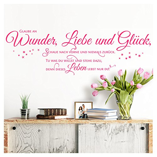 Grandora Wandtattoo Spruch Glaube an Wunder Liebe und Glück I pink (BxH) 58 x 18 cm I Wohnzimmer Flur Sticker Aufkleber Wandsticker Wandaufkleber W5393 von Grandora