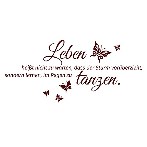 Grandora Wandtattoo Spruch Leben heißt + Schmetterlinge I dunkelrot (BxH) 100 x 46 cm I Wandsticker Wandaufkleber Aufkleber Wohnzimmer Flur Diele Schlafzimmer W996 von Grandora