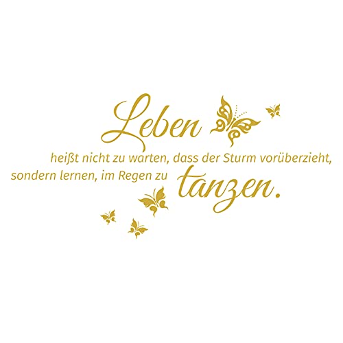 Grandora Wandtattoo Spruch Leben heißt + Schmetterlinge I gold (BxH) 58 x 27 cm I Wandsticker Wandaufkleber Aufkleber Wohnzimmer Flur Diele Schlafzimmer W996 von Grandora